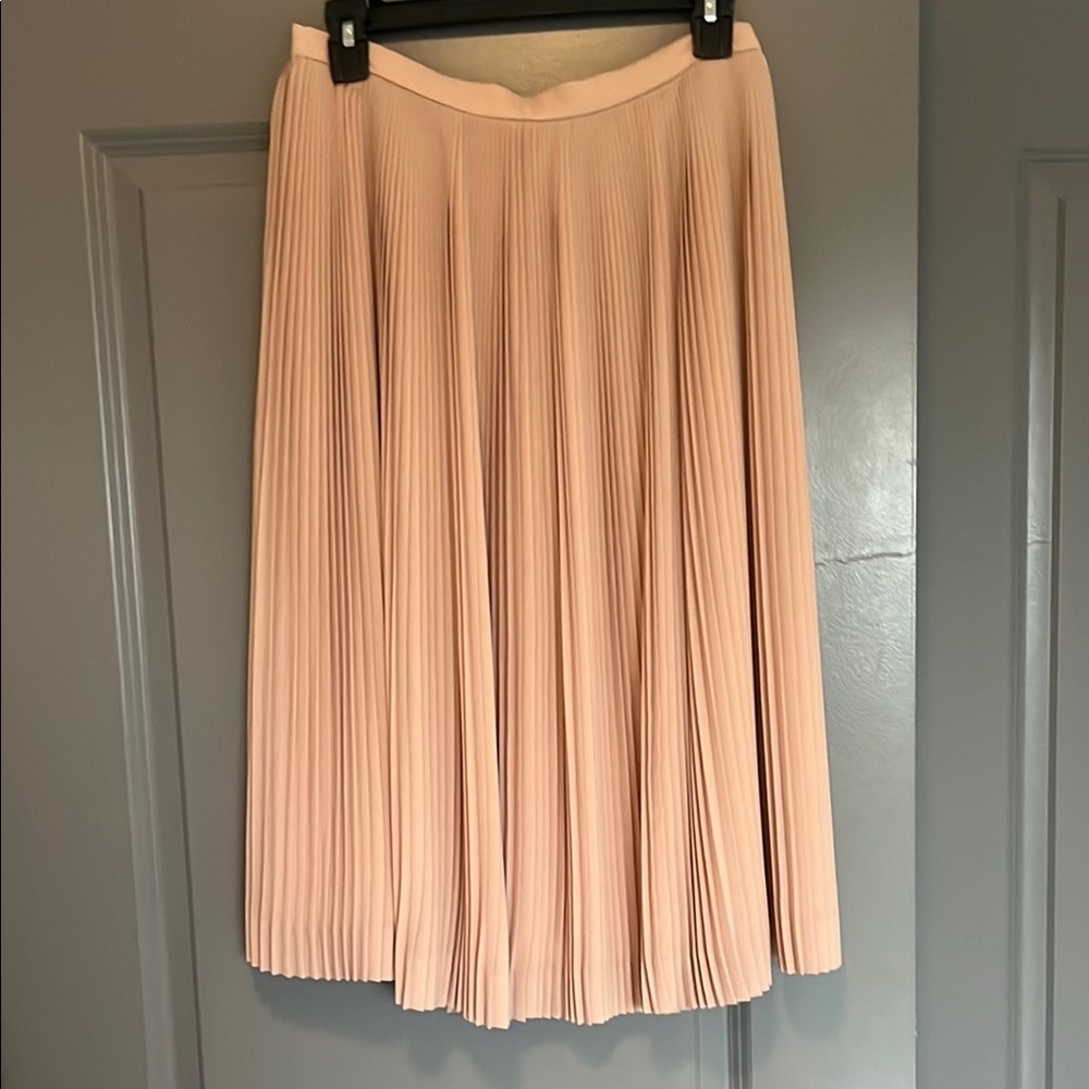 J. Crew Pink Pleated Midi Skirt